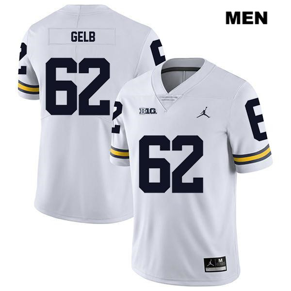 Men's NCAA Michigan Wolverines Mica Gelb #62 White Jordan Brand Authentic Stitched Legend Football College Jersey RG25U26HV